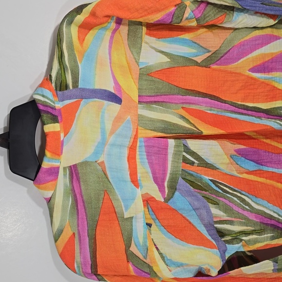 {Soft Surroundings} Peregrine Gauze Shirt Tunic Blouse Abstract Fiery Print - Picture 6 of 13